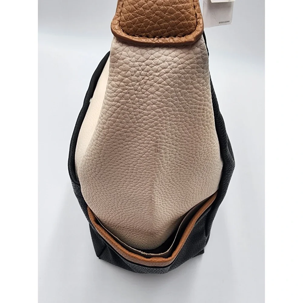 Nautica Hobo Colorblock Faux Leather Purse Cream/ Tan/ Black and Navy Y2K‎ NWT